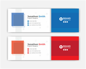 Professional corporate business modern and minimalist blue and red-green background email signature design template 