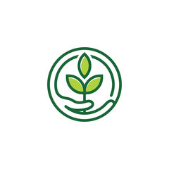 eco friendly icon with hands and leaf logo design