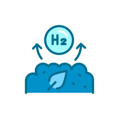 Biomass H2 color line icon. Hydrogen energy. Isolated vector element.