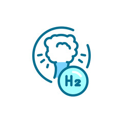 Blue H2 color line icon. Hydrogen energy. Isolated vector element.