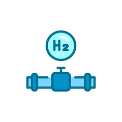Export and import H2 color line icon. Hydrogen energy. Isolated vector element.