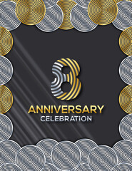 Invitation card, Celebrating of, 8 Years Anniversary, Luxury Circle Design colorful shape decoration Logo