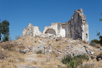 ruins of ancient city Church of Erythrae or Erythrai, Cesme, Izmir, Turkey