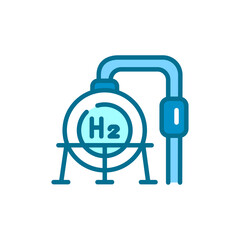 Storage H2 color line icon. Hydrogen energy. Isolated vector element.