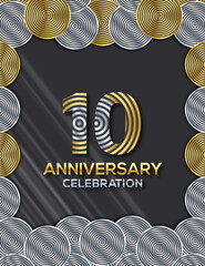 Invitation card, Celebrating of, 10 Years Anniversary, Luxury Circle Design colorful shape decoration Logo