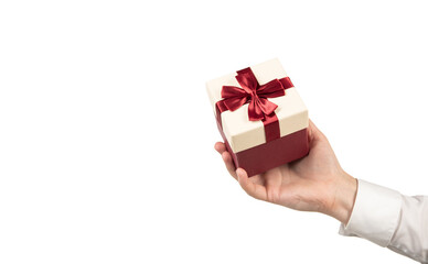 gift box in hand isolated on white background, boxing day