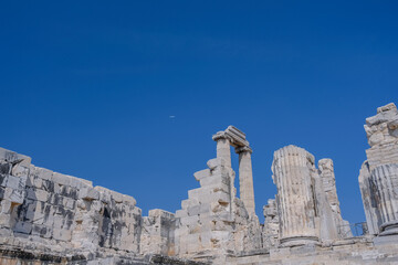 Fototapeta na wymiar View of Temple of Apollo in antique city of Didyma Aydin, Turkey.