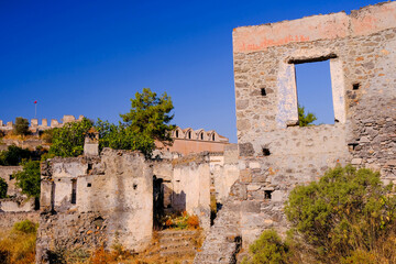 Ghost Town Kayakoy. The abandoned Greek village of Kayakoy, Fethiye, Turkey. 