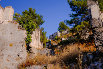 Ghost Town Kayakoy. The abandoned Greek village of Kayakoy, Fethiye, Turkey. 