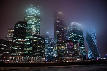 city skyline at night,  Moscow