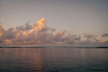 sunrise morning horizon bridge miami Florida clouds sky sea ocean 