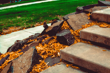 Autumn Leaves on Steps