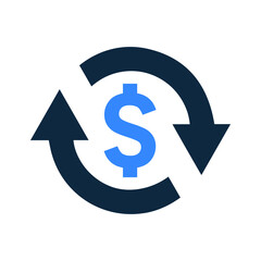 Conversion, money turnover icon. Simple editable vector illustration.