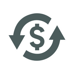 Conversion, money turnover icon. Gray vector graphics.