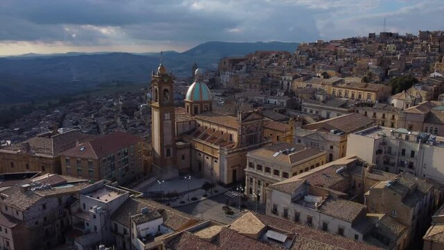 orbiting clockwise around piazza in Caltagirone Sicily