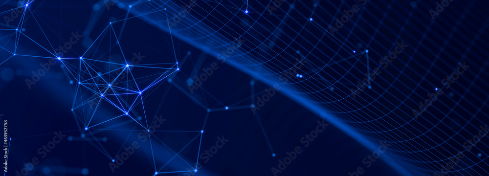 Aufkleber Big Data visualization. Data technology illustration. Science background. 3D