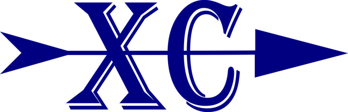 Cross country running logo XC in blue