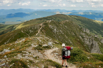 Fototapeta premium Summer hikes in the mountains. Beautiful mountains landscape, Carpathians, Ukraine