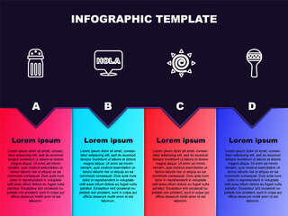 Set line Salt, Hola, Sun and Maracas. Business infographic template. Vector