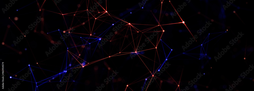 Aufkleber Digital technology background. Network connection dots and lines. Futuristic background for presentation design. 3d