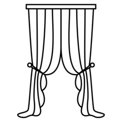 Curtain for the theater stage, podium,windows. The decoration of the doorway. Vector icon, outline, isolated, 48x48 pixel.