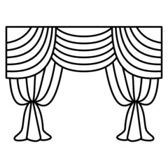 Drapery for theater curtains. Massive curtain for the stage. Vector icon, outline, isolated, 48x48 pixel.
