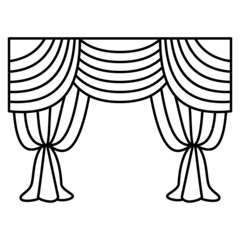 Drapery for theater curtains. Massive curtain for the stage. Vector icon, outline, isolated, 48x48 pixel.