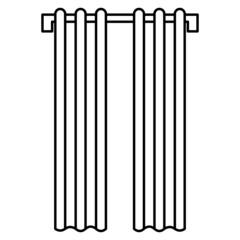 Stylish fashionable curtain for window, doorway. Vector icon, outline, isolated, 48x48 pixel.