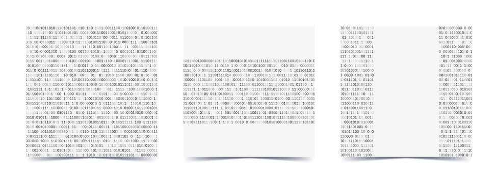 Square banner templates with binary code strings. Online programming courses, IT, e-commerce.