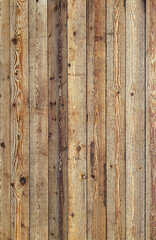 vertical view old natural wood plank fence wall or wooden surface