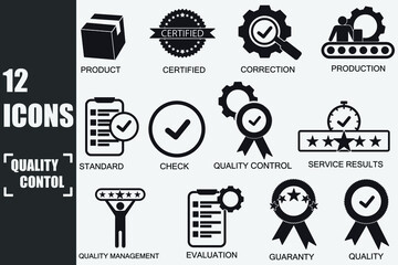 Quality_control set vector icons illustration signs
