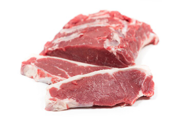 Veal slices on a perfect white background