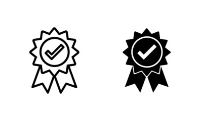 Approved icon set. Certified Medal Icon