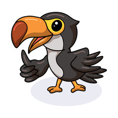 Cute little toucan bird cartoon giving thumb up