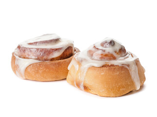 Traditional cinnamon rolls on white background