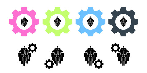 People, group vector icon in gear set illustration for ui and ux, website or mobile application