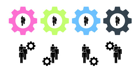 People, group, three vector icon in gear set illustration for ui and ux, website or mobile application