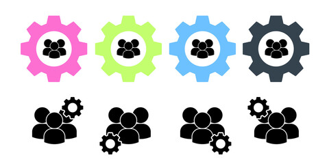 Fototapeta premium People, three avatars vector icon in gear set illustration for ui and ux, website or mobile application