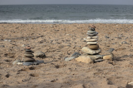 Steinturm am Strand von Vrist / D&auml;nemark