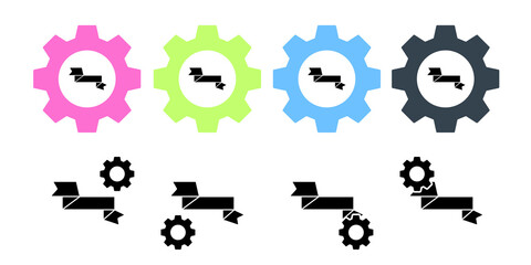 Ribbon vector icon in gear set illustration for ui and ux, website or mobile application