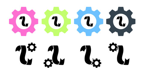Ribbon vector icon in gear set illustration for ui and ux, website or mobile application