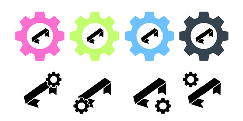 Ribbon vector icon in gear set illustration for ui and ux, website or mobile application