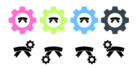 Ribbon vector icon in gear set illustration for ui and ux, website or mobile application