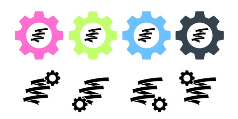 Ribbon vector icon in gear set illustration for ui and ux, website or mobile application