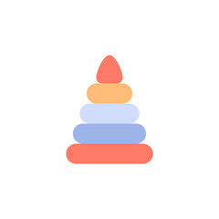 Pyramid toy flat icon. Color baby element isolated on white background. Kids preschool education puzzle game. Minimal design for logo or emblem. Learning object vector illustration.