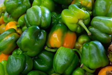 Screensaver with green bell pepper. Close-up image..