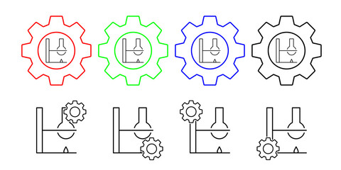 Flask vector icon in gear set illustration for ui and ux, website or mobile application