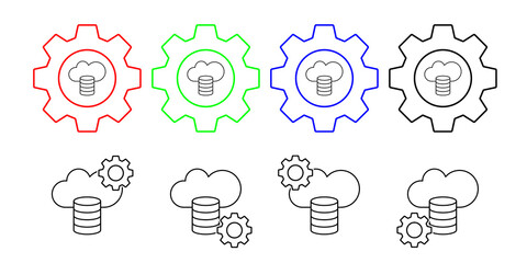 Cloud computing, coins, seo vector icon in gear set illustration for ui and ux, website or mobile application