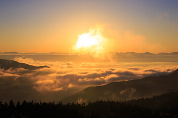 sunset over the mountains
