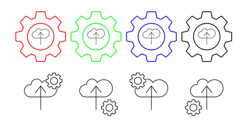 Obraz premium Cloud computing, arrow, seo vector icon in gear set illustration for ui and ux, website or mobile application